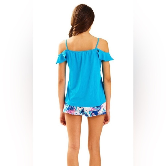 Lilly Pulitzer Girls XL (12-14) Layne Blue Knit Cold Shoulder Top - EUC! - Picture 2 of 11